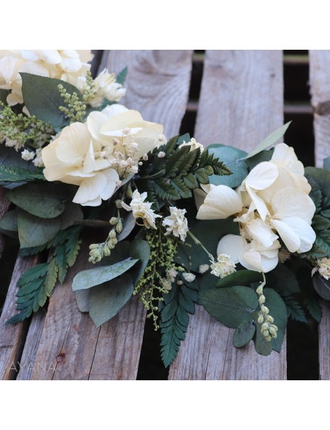 Couronne de fleurs eternelles vanilla cream