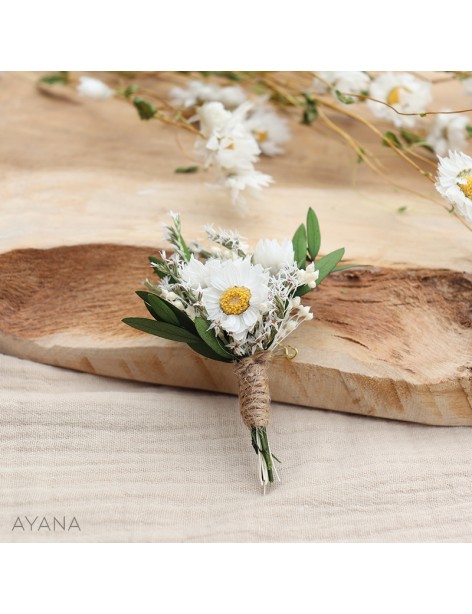 Boutonniere Discretion en fleurs eternelles