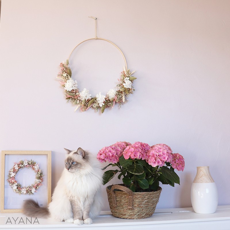 Couronne Aix fleurs stabilisees rose