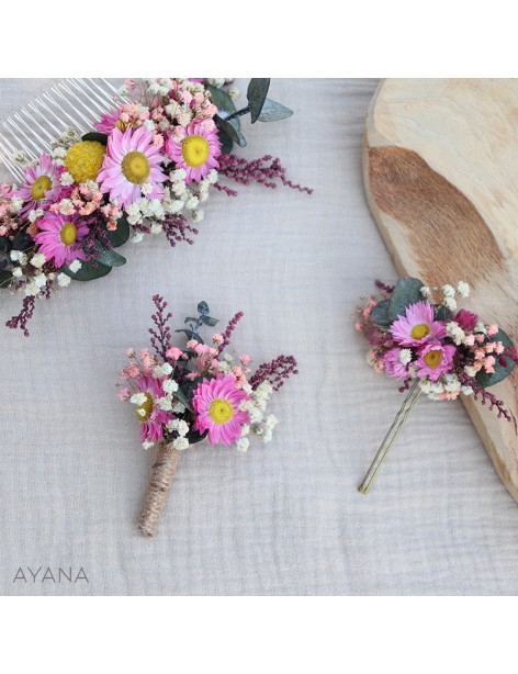 Boutonniere Spontaneite en fleurs eternelles