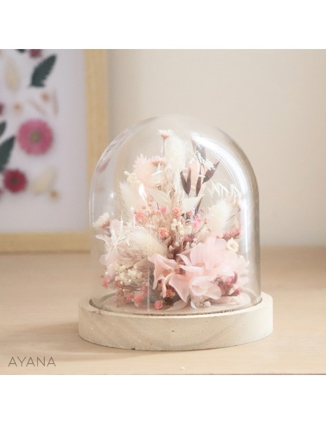 Cloche en fleurs eternelles esprit boudoir