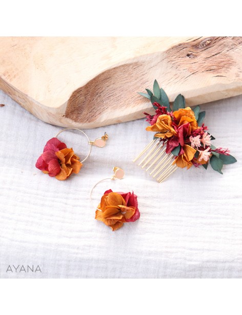 Boucles oreilles et peigne en fleurs Vera