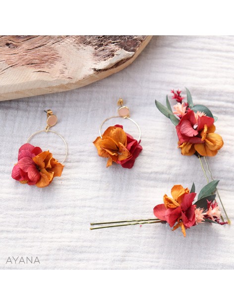 Boucles oreilles en fleurs sechees Vera