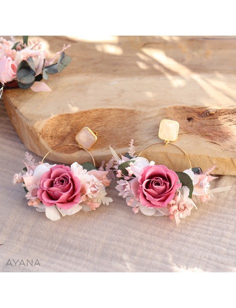 Boucles oreilles en fleurs Rosy