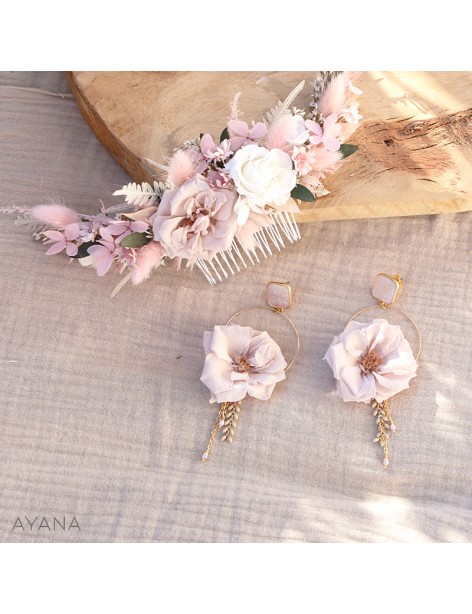 Peigne et boucles en fleurs ROSA