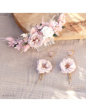 Peigne et boucles en fleurs ROSA