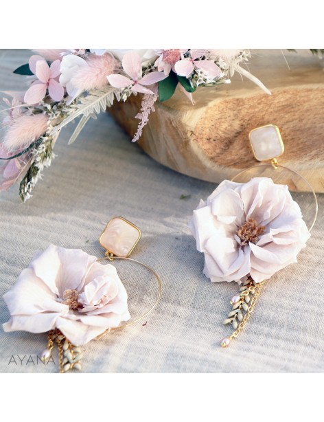 Boucles oreilles en fleurs Rosa