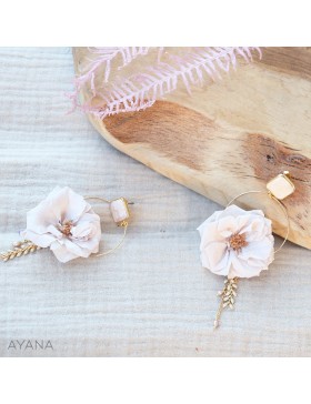 Boucles oreilles en fleurs sechees Rosa