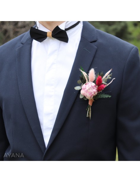 Boutonniere en fleurs stabilisees GRACE