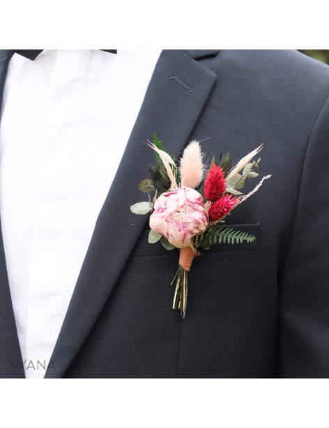 Boutonniere fleurs stabilisees GRACE