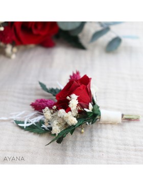 Boutonniere fleurs stabilisees VINTAGE