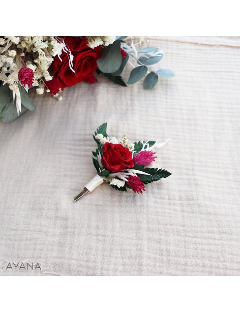 Boutonniere en fleurs eternelles VINTAGE