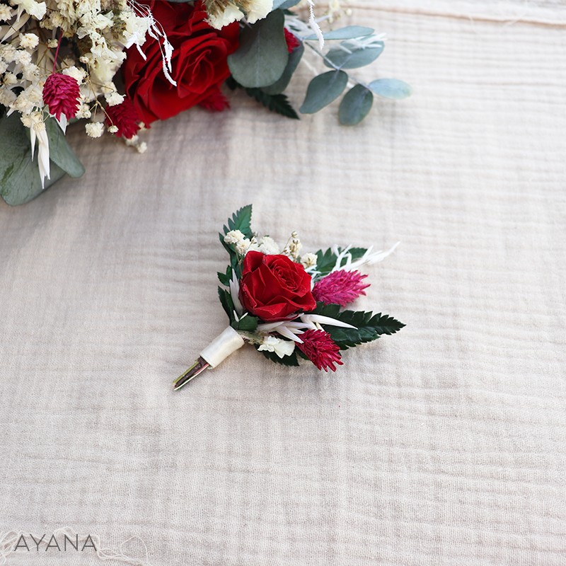 Boutonniere en fleurs eternelles VINTAGE