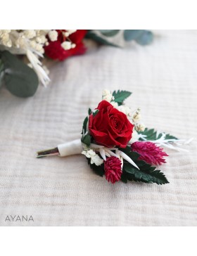 Boutonniere en fleurs stabilisees VINTAGE