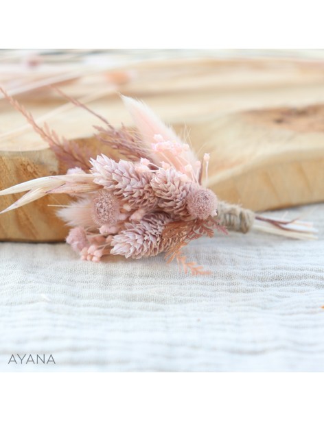 Boutonniere en fleurs sechees BONHEUR