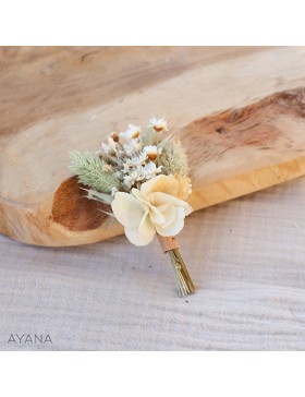 Boutonniere en fleurs sechees OFFRANDE