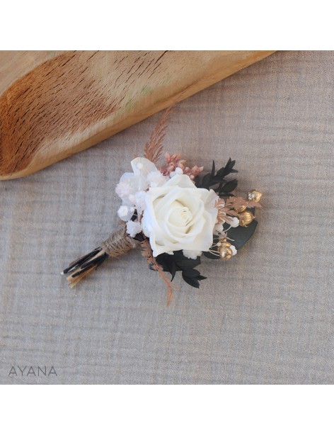 Boutonniere fleurs sechees CANDEUR