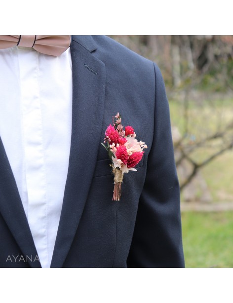 Boutonniere fleurs sechees BISOUS