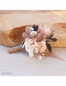 Boutonniere en fleurs sechees MODESTIE