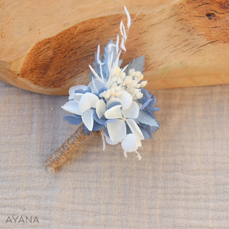 Peigne et boutonniere fleurs sechees SERENA