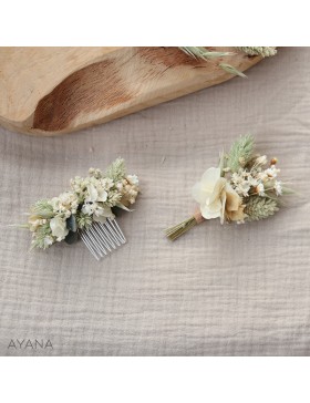 Peigne et boutonniere en fleurs OMBELINE