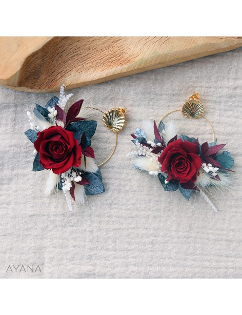 Boucles oreilles en fleurs eternelles NELLY