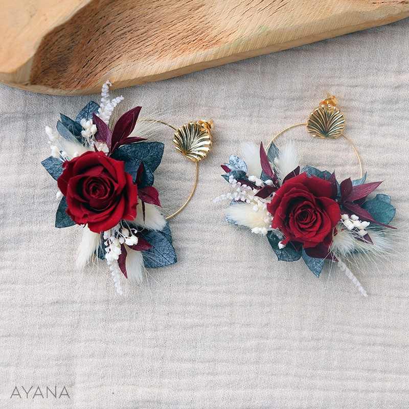 Boucles oreilles en fleurs eternelles NELLY