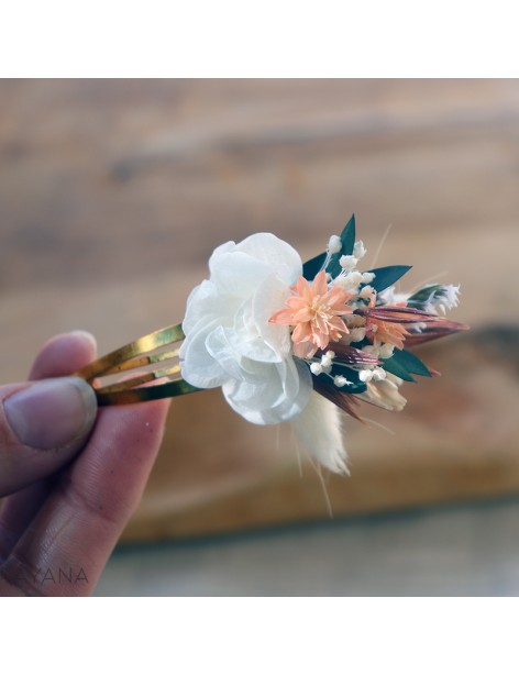 Barrette a cheveux clic clac fleurs stabilisees ROSITA