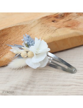 Barrette clic clac fleurs sechees Oceane