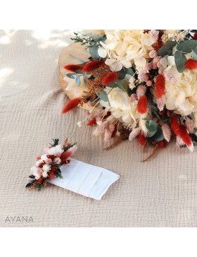 Boutonniere pochette en fleurs stabilisees TENDANCE