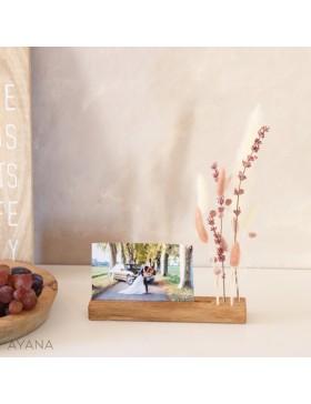 Porte photo en bois en fleurs sechees CAMARGUE