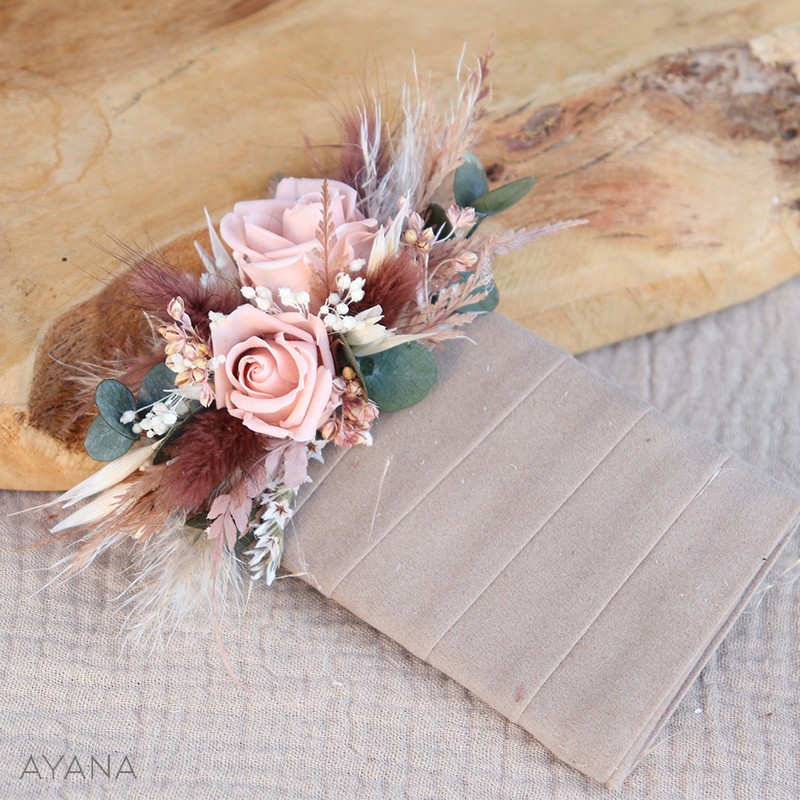 Boutonniere pochette fleurs sechees SERMENT