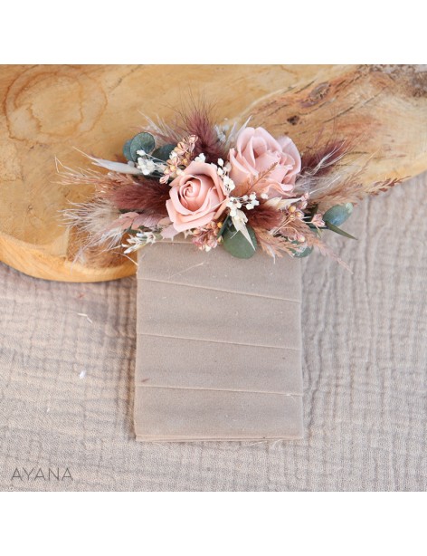 Boutonniere pochette fleurs stabilisees SERMENT