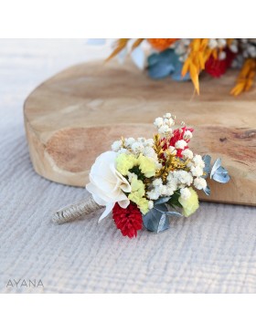 Boutonniere MINUTIE en fleurs stabilisees