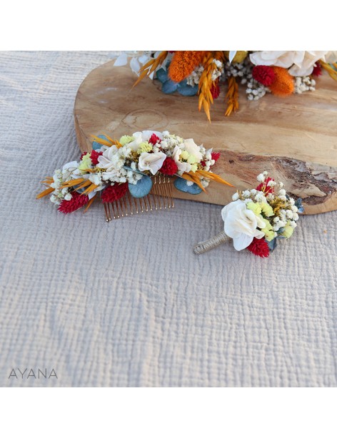 Boutonniere MINUTIE en fleurs stabilisees