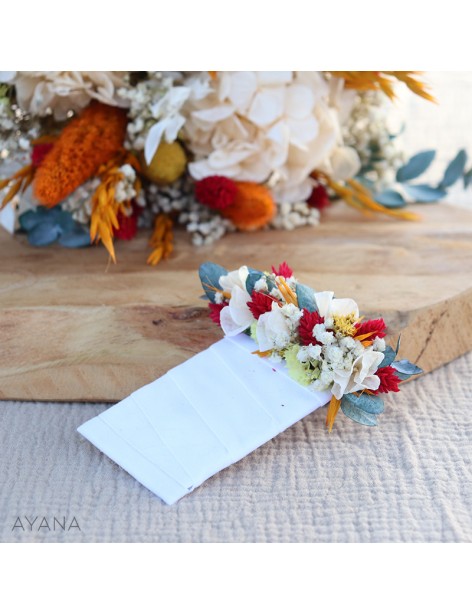 Boutonniere pochette MINUTIE fleurs eternelles