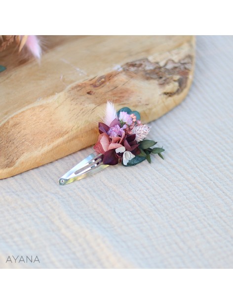 Barrette clic clac en fleurs sechees ANNA