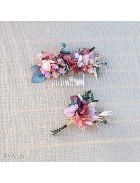 Boutonniere en fleurs stabilisees AMABILITE