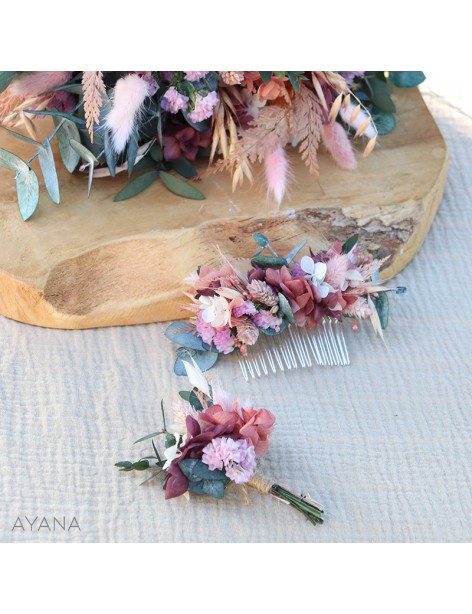 Boutonniere en fleurs sechees AMABILITE